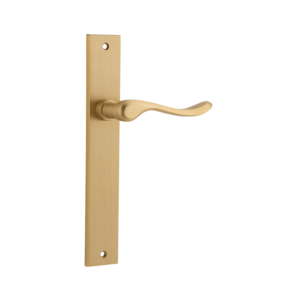 Stirling Lever - Rectangular Backplate Brushed Brass / Passage / Lever Set Only
