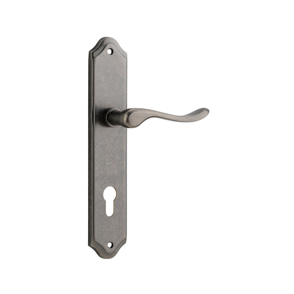 Stirling Lever - Shouldered Backplate Distressed Nickel / Entrance / Lever Set Only