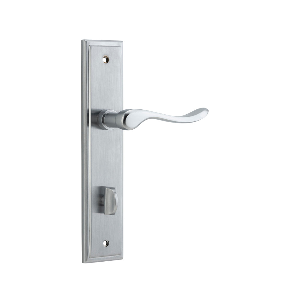 Stirling Lever - Stepped Backplate Brushed Chrome / Privacy / Lever Set Only