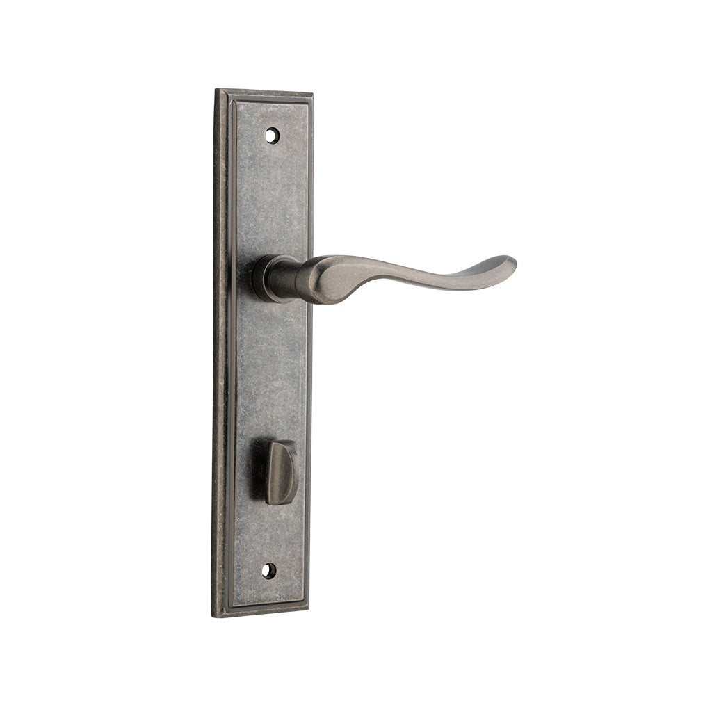 Stirling Lever - Stepped Backplate Distressed Nickel / Privacy / Lever Set Only