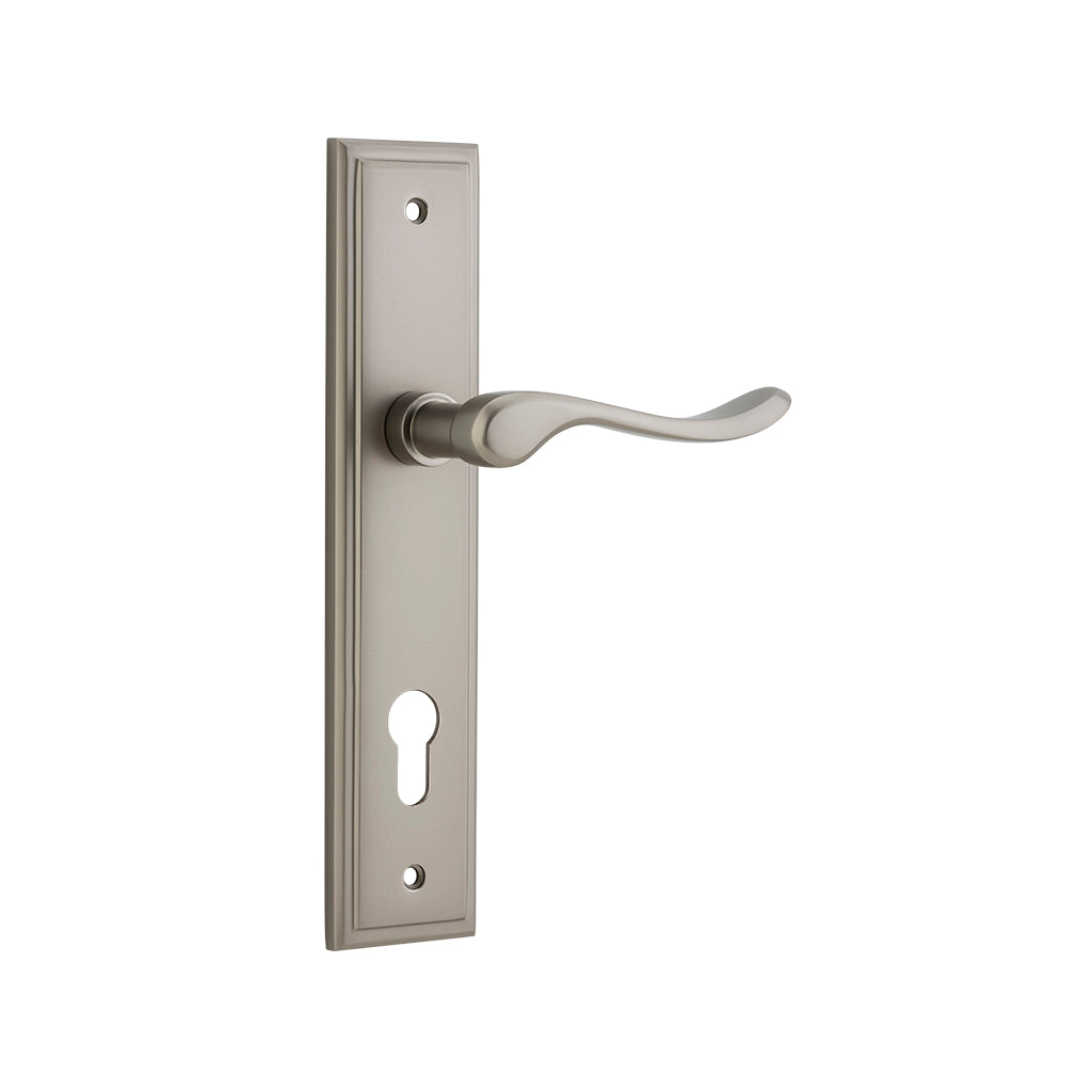 Stirling Lever - Stepped Backplate Satin Nickel / Entrance / Lever Set Only