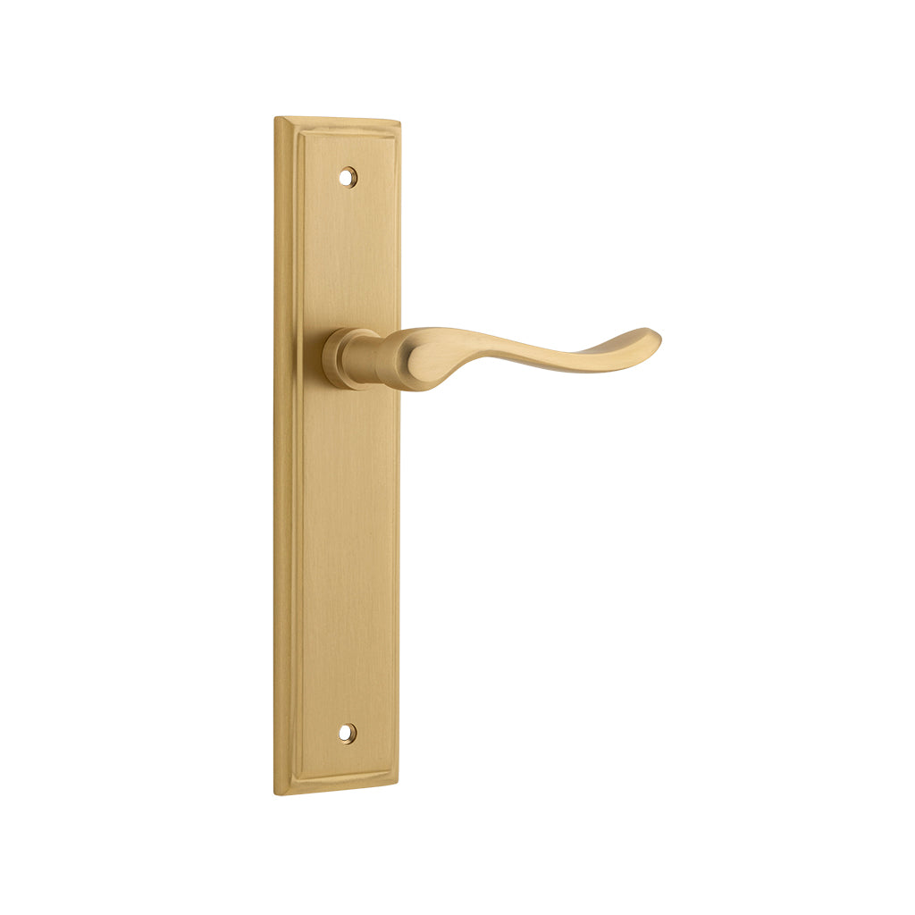 Stirling Lever - Stepped Backplate Brushed Brass / Passage / Lever Set Only