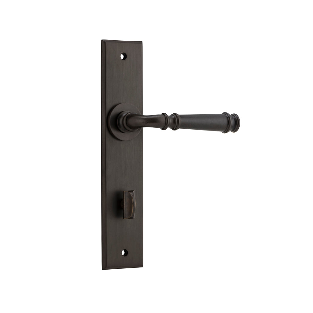 Verona Lever - Chamfered Backplate Signature Brass / Privacy / Lever Set Only