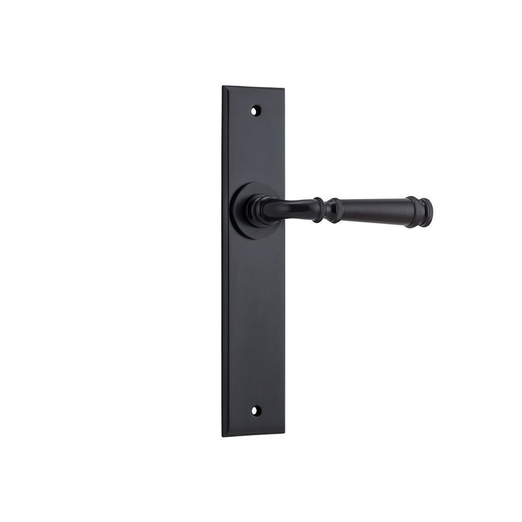 Verona Lever - Chamfered Backplate Matt Black / Passage / Lever Set Only