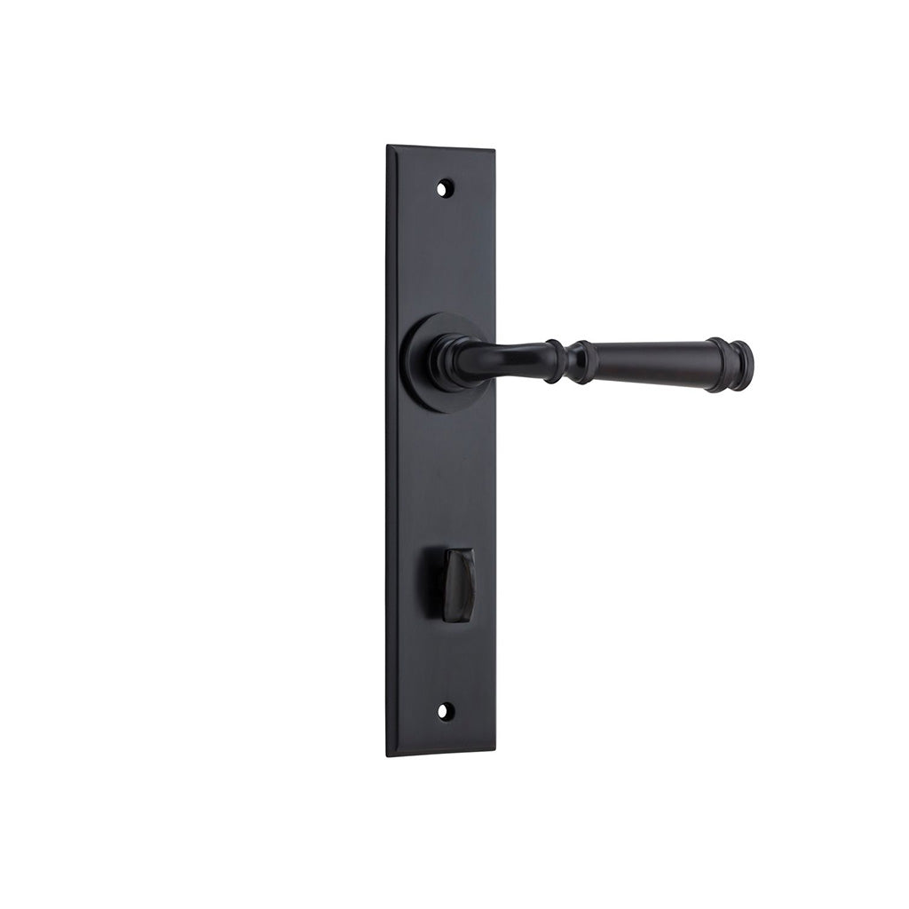 Verona Lever - Chamfered Backplate Matt Black / Privacy / Lever Set Only