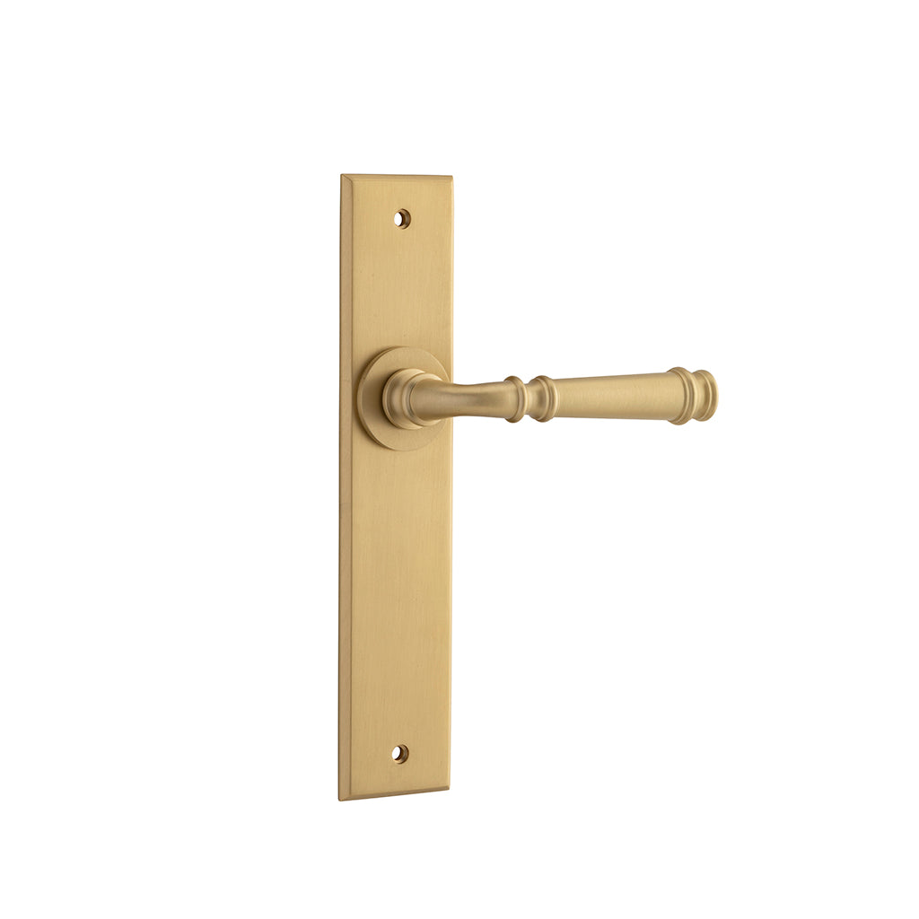 Verona Lever - Chamfered Backplate Brushed Brass / Passage / Lever Set Only