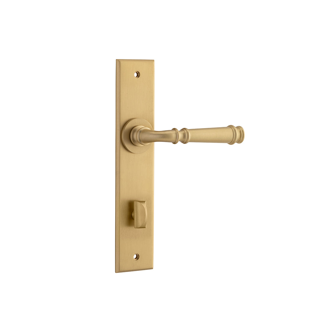 Verona Lever - Chamfered Backplate Brushed Brass / Privacy / Lever Set Only