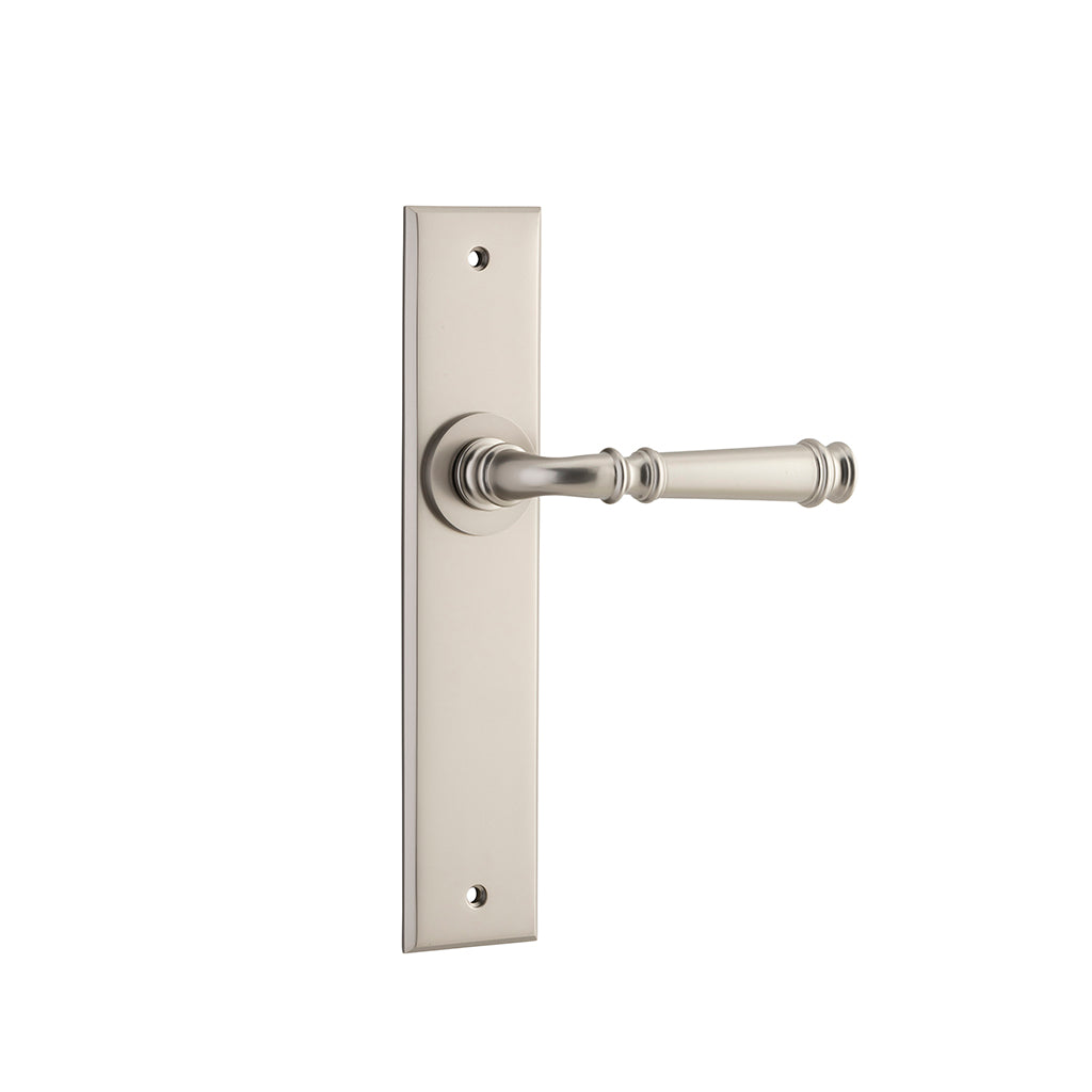 Verona Lever - Chamfered Backplate Satin Nickel / Passage / Lever Set Only