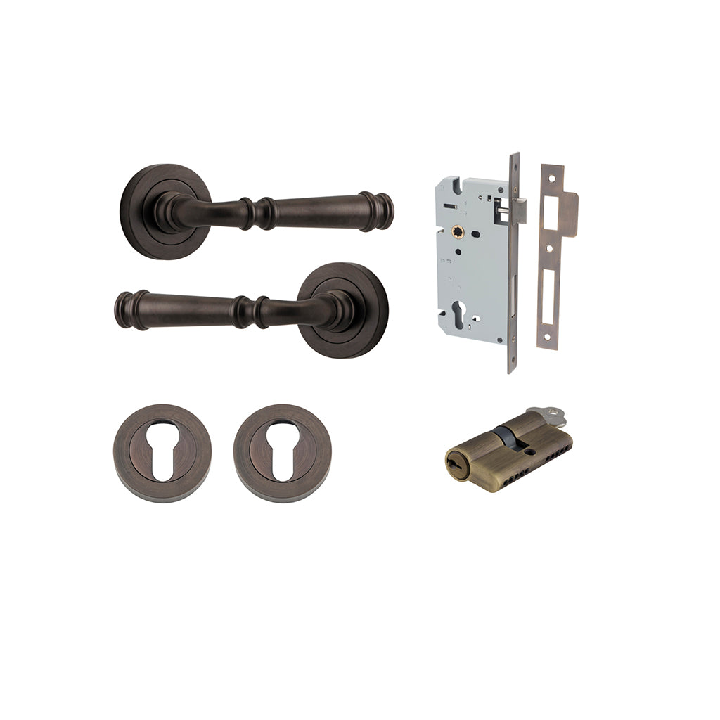 Verona Lever - Round Rose Signature Brass / Entrance / Entrance Kit Dual Function (Key-Key)