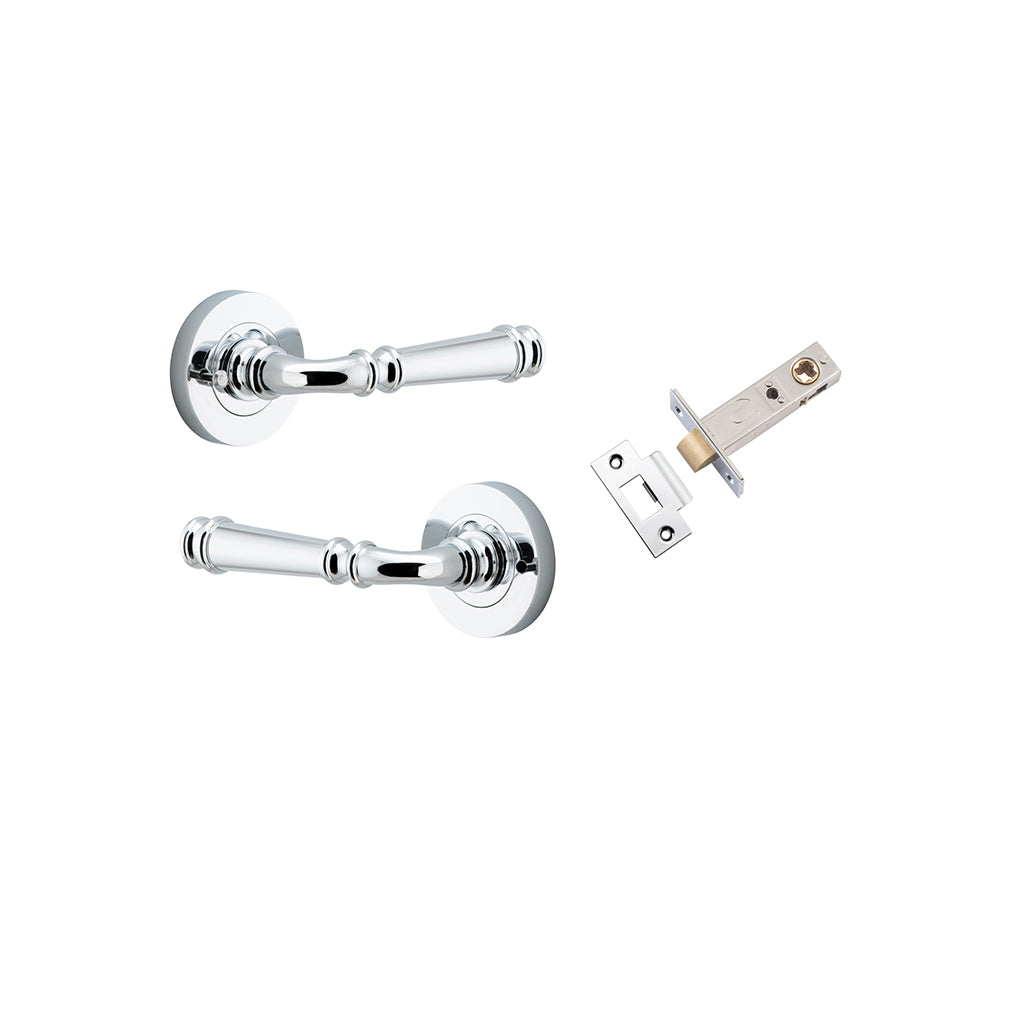 Verona Lever - Round Rose Polished Chrome / Privacy / Inbuilt Privacy Kit