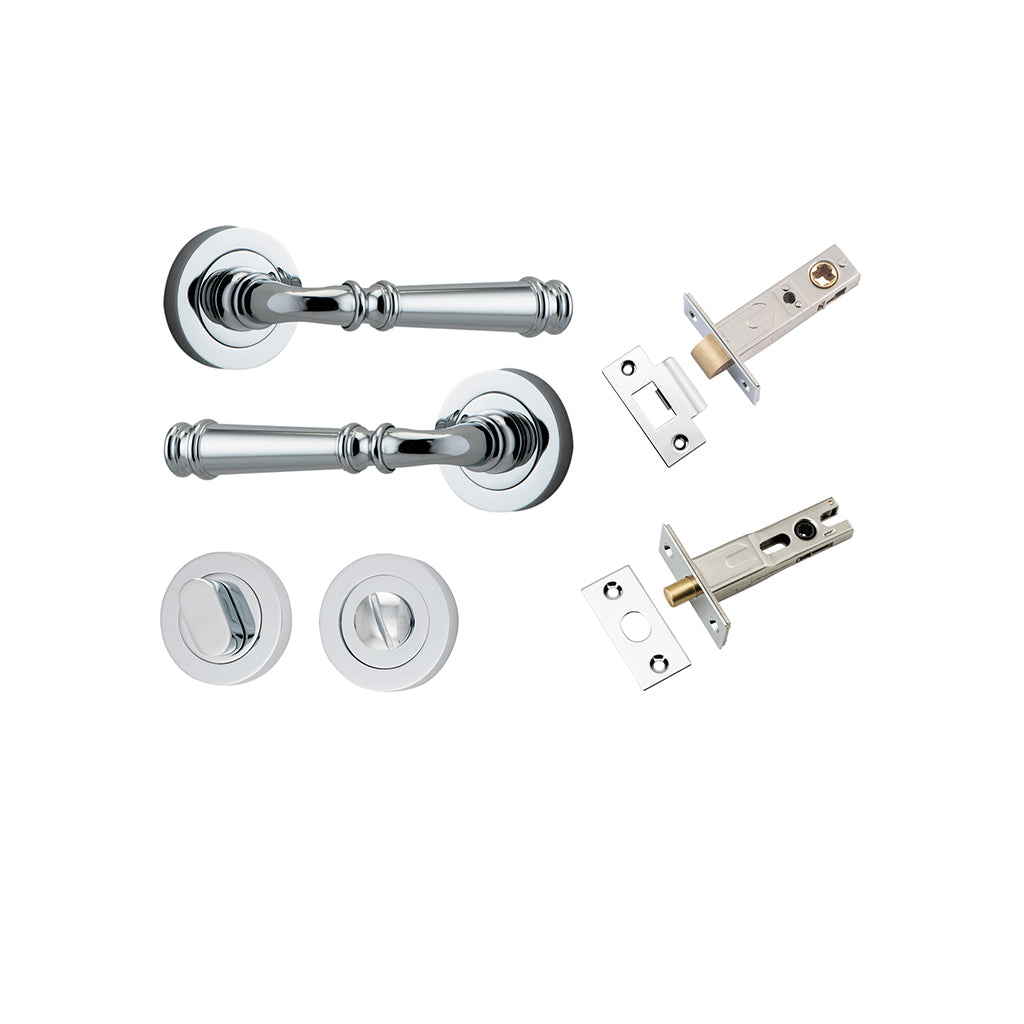 Verona Lever - Round Rose Polished Chrome / Privacy / Separate Privacy Kit