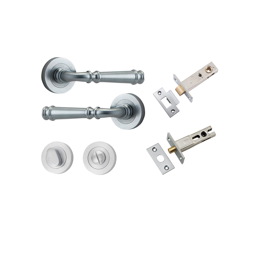 Verona Lever - Round Rose Brushed Chrome / Privacy / Separate Privacy Kit