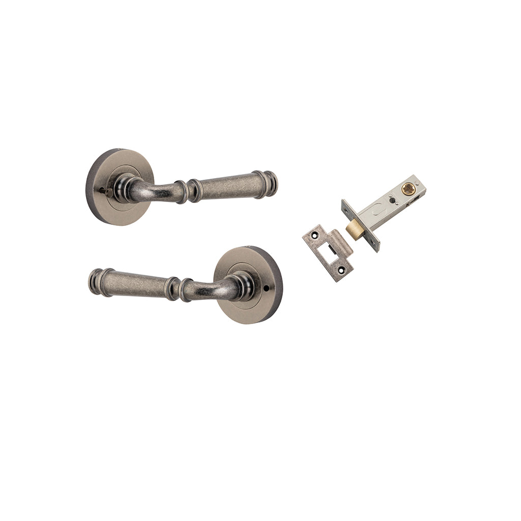 Verona Lever - Round Rose Distressed Nickel / Privacy / Inbuilt Privacy Kit