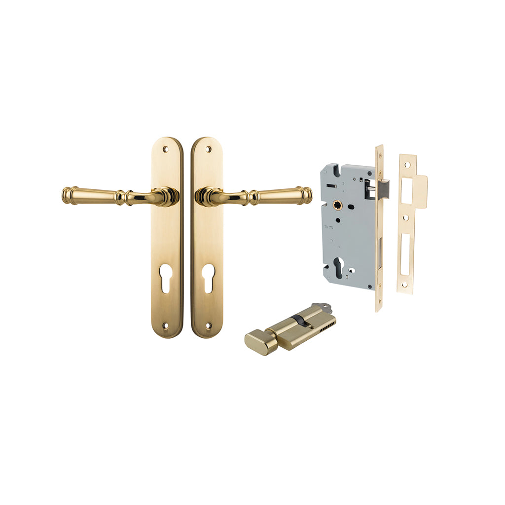 Verona Lever - Oval Backplate Polished Brass / Entrance / Entrance Kit (Key-Thumb)