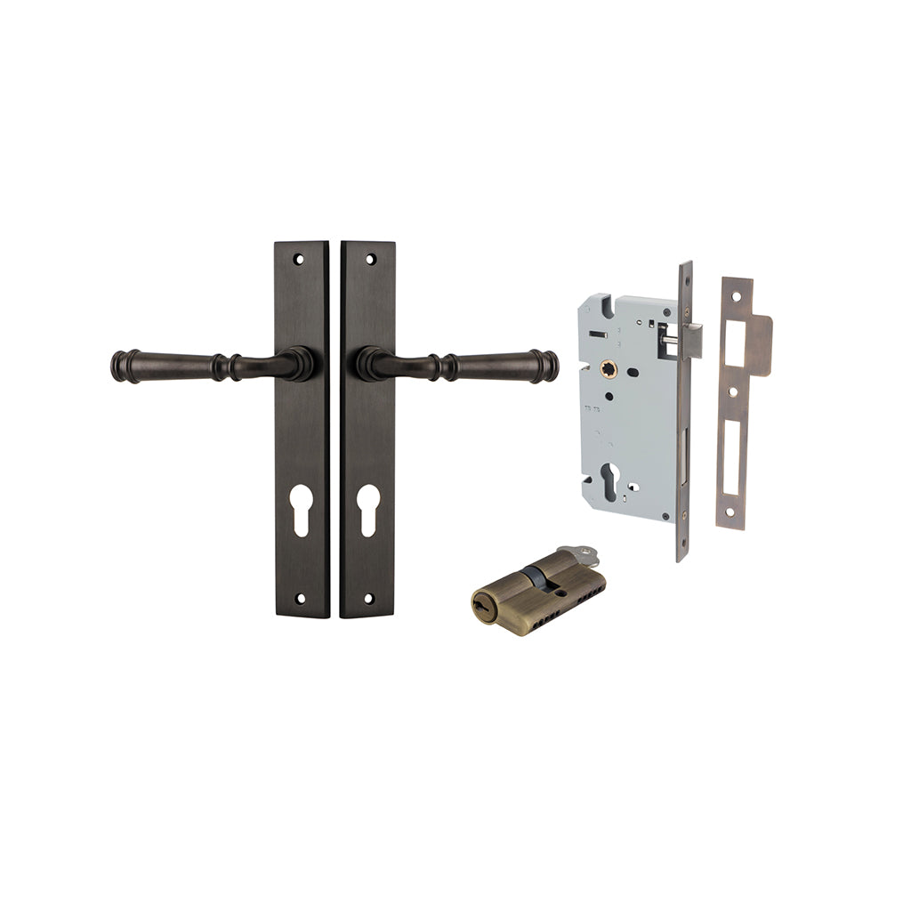 Verona Lever - Rectangular Backplate Signature Brass / Entrance / Entrance Kit Dual Function (Key-Key)