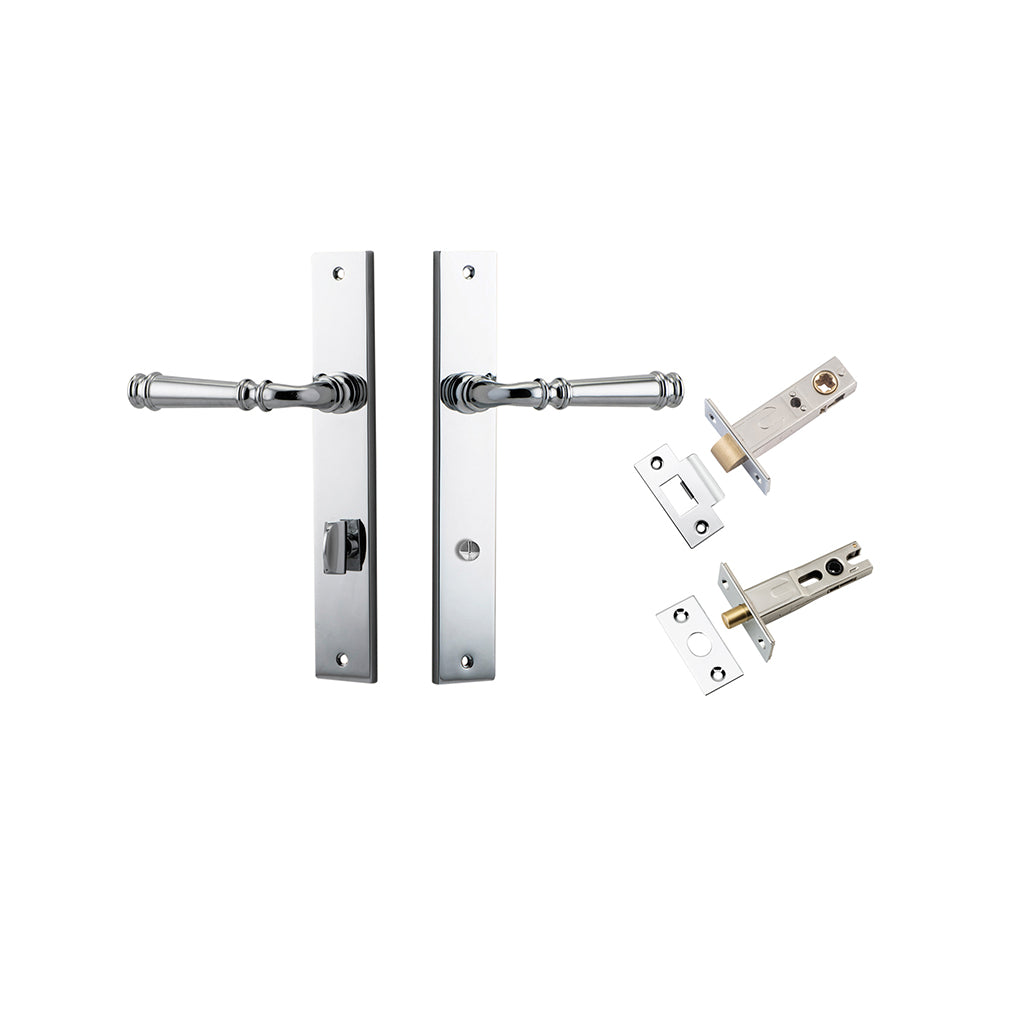 Verona Lever - Rectangular Backplate Polished Chrome / Privacy / Separate Privacy Kit