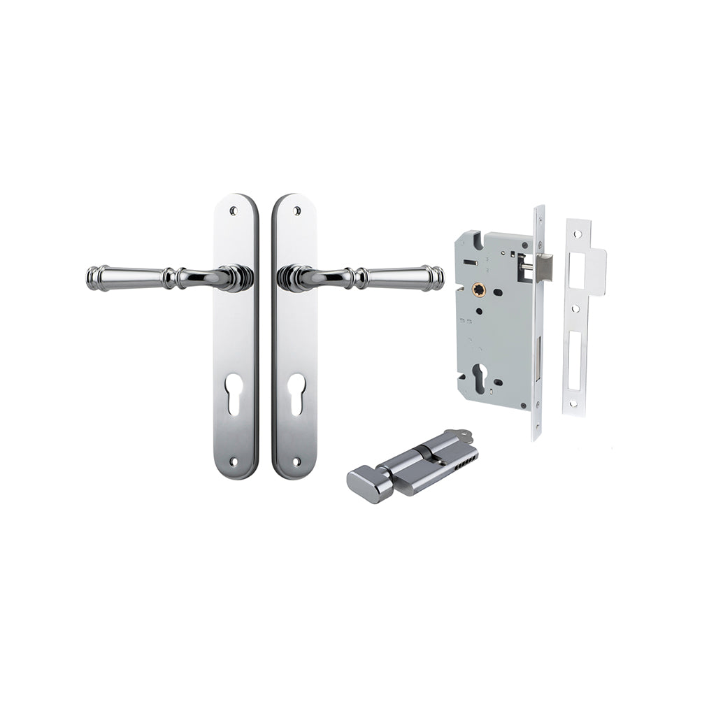 Verona Lever - Oval Backplate Polished Chrome / Entrance / Entrance Kit (Key-Thumb)