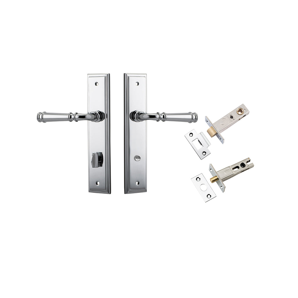 Verona Lever - Stepped Backplate Polished Chrome / Privacy / Separate Privacy Kit