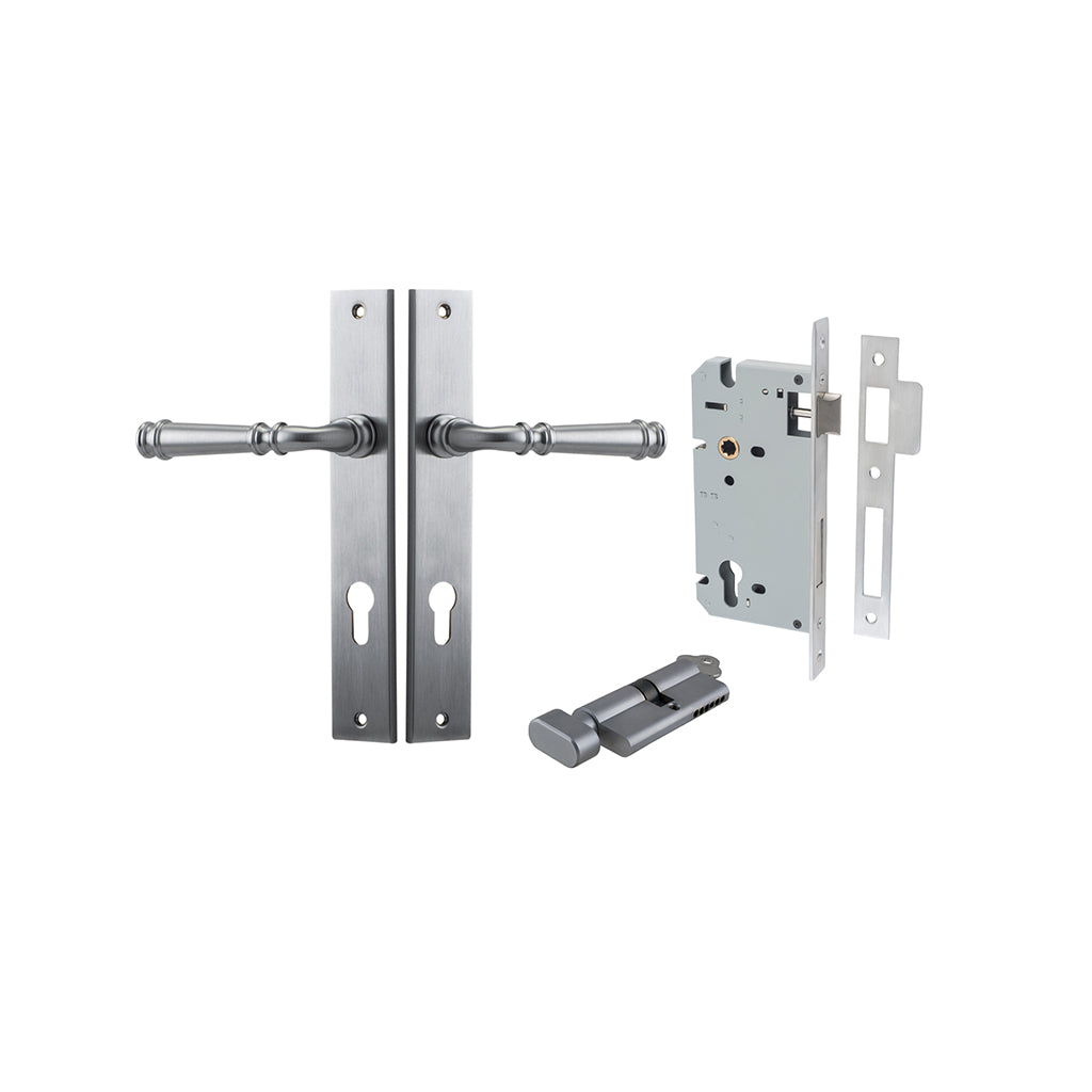 Verona Lever - Rectangular Backplate Brushed Chrome / Entrance / Entrance Kit (Key-Thumb)