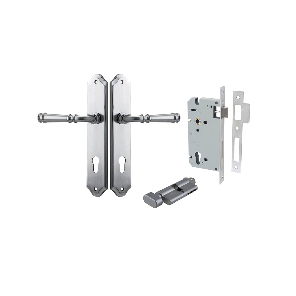 Verona Lever - Shouldered Backplate Brushed Chrome / Entrance / Entrance Kit (Key-Thumb)