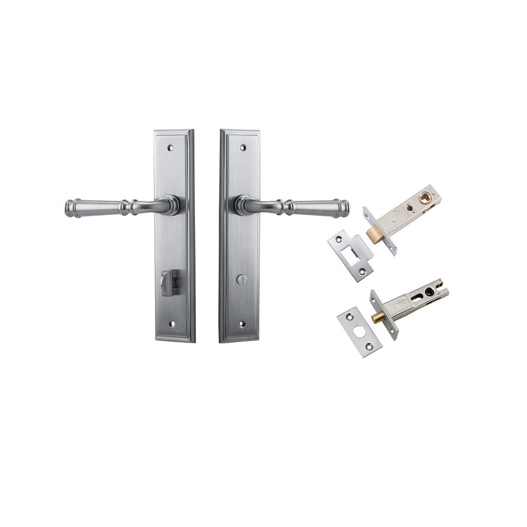 Verona Lever - Stepped Backplate Brushed Chrome / Privacy / Separate Privacy Kit