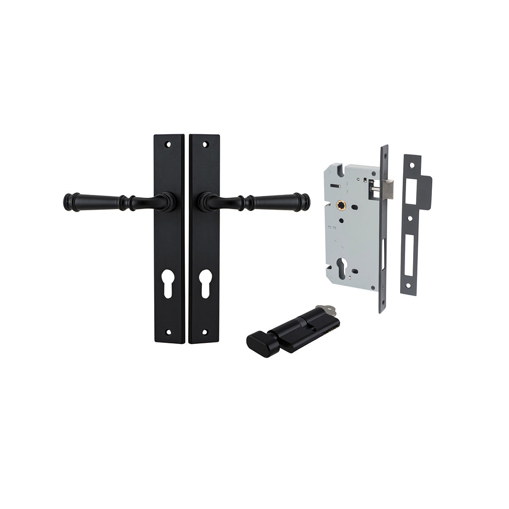 Verona Lever - Rectangular Backplate Matt Black / Entrance / Entrance Kit (Key-Thumb)