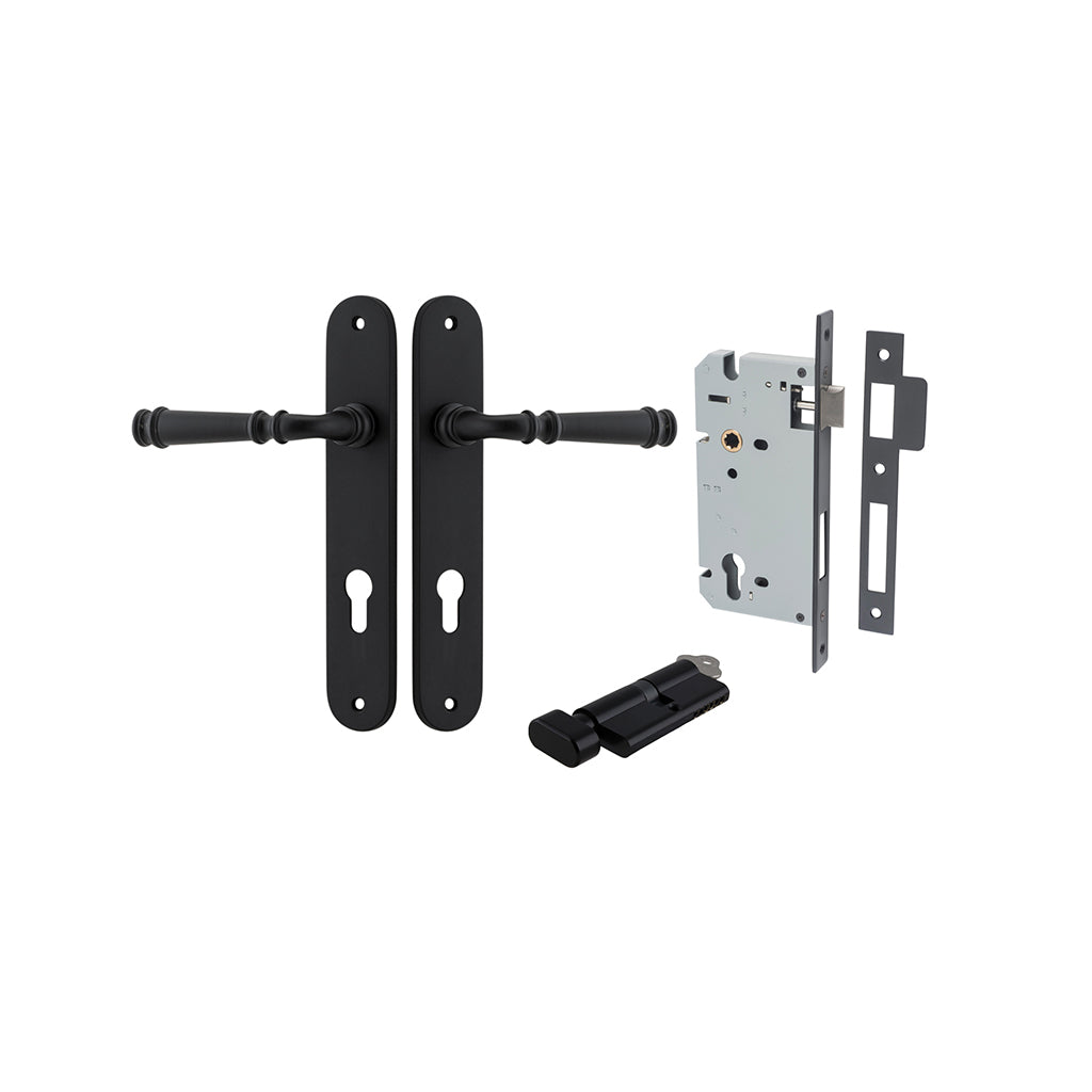 Verona Lever - Oval Backplate Matt Black / Entrance / Entrance Kit (Key-Thumb)