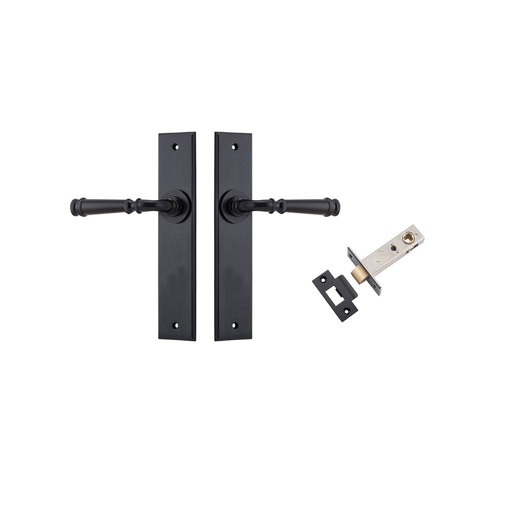 Verona Lever - Chamfered Backplate Matt Black / Passage / Passage Kit