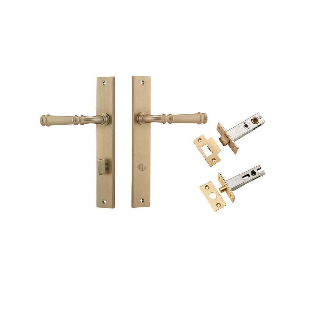 Verona Lever - Rectangular Backplate Brushed Brass / Privacy / Separate Privacy Kit