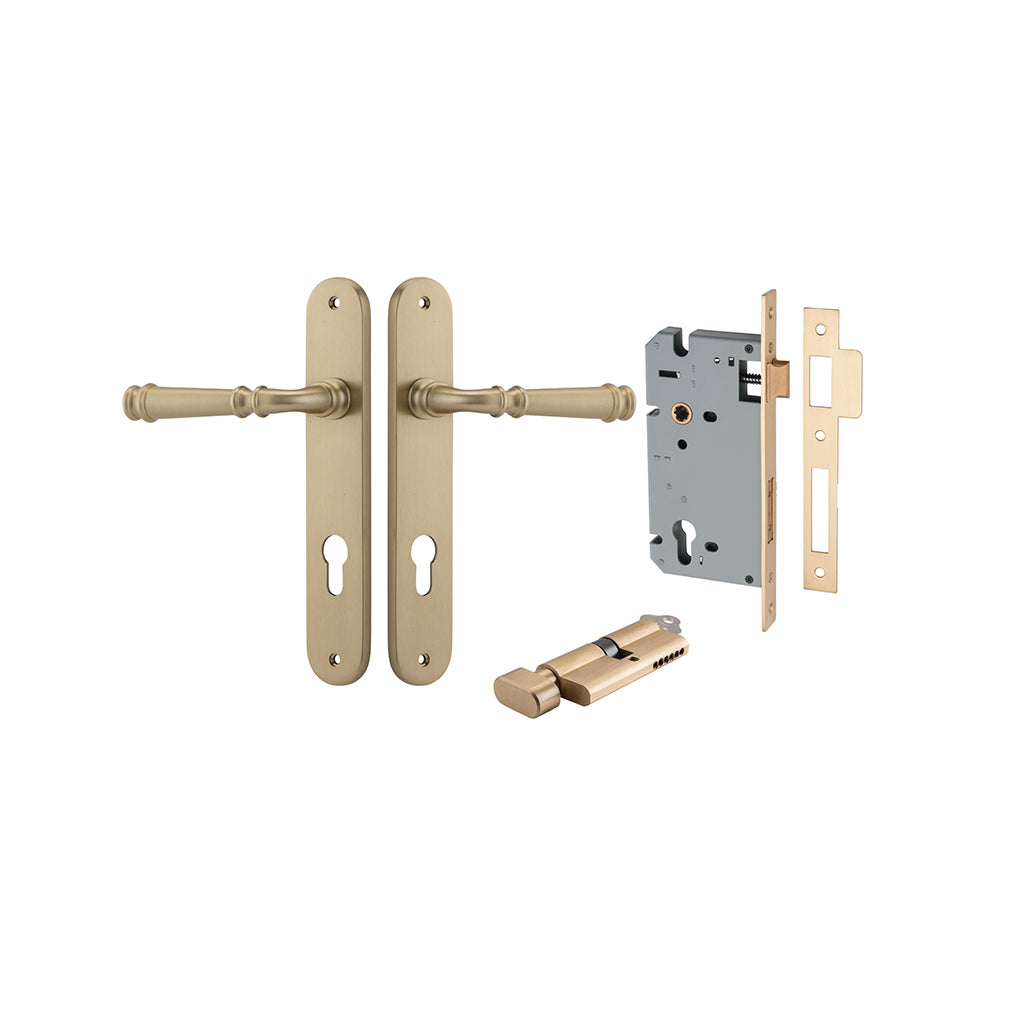 Verona Lever - Oval Backplate Brushed Brass / Entrance / Entrance Kit (Key-Thumb)