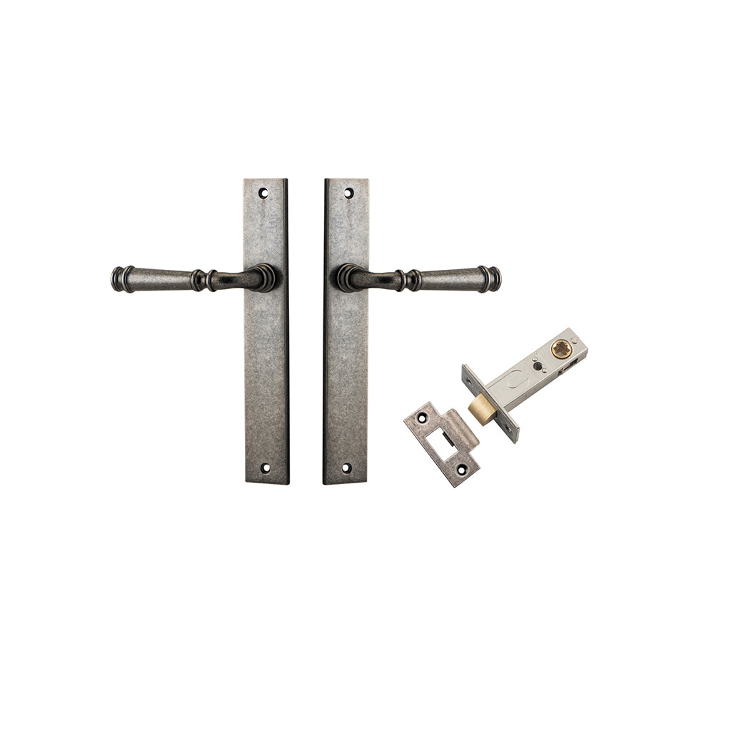 Verona Lever - Rectangular Backplate Distressed Nickel / Passage / Passage Kit