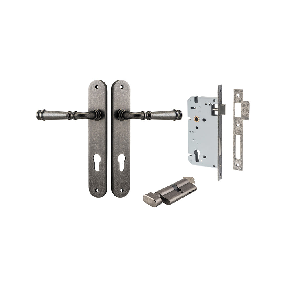 Verona Lever - Oval Backplate Distressed Nickel / Entrance / Entrance Kit (Key-Thumb)