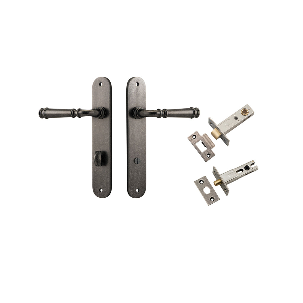Verona Lever - Oval Backplate Distressed Nickel / Privacy / Separate Privacy Kit