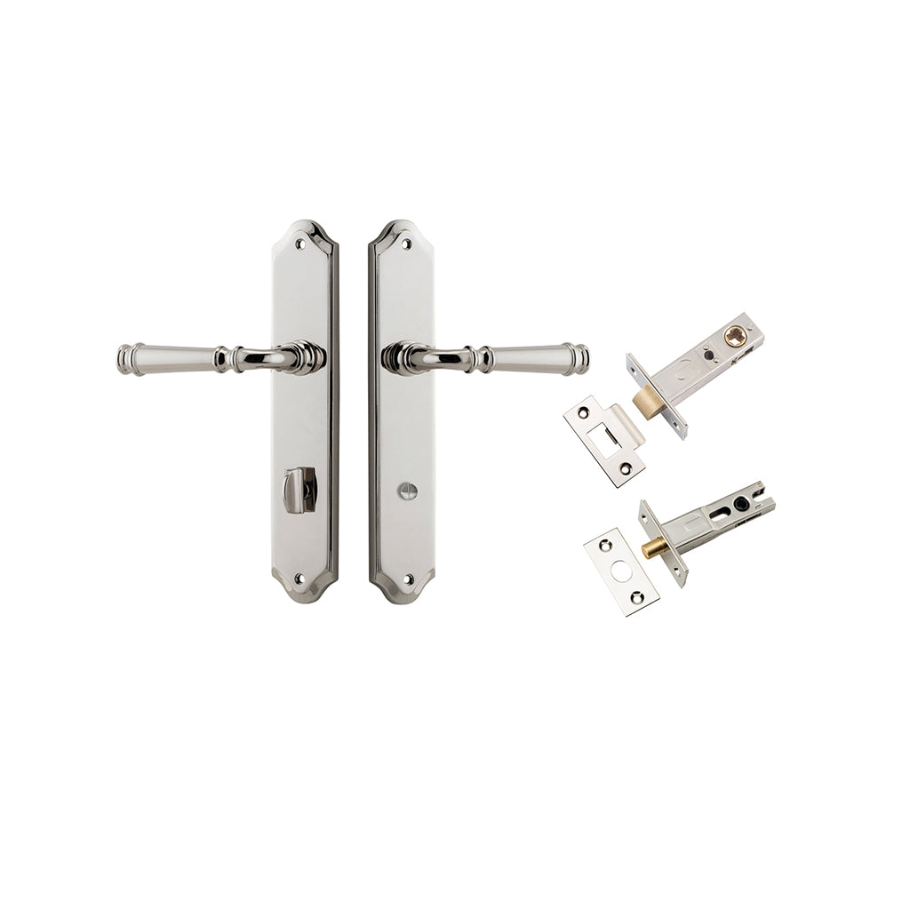 Verona Lever - Shouldered Backplate Polished Nickel / Privacy / Separate Privacy Kit
