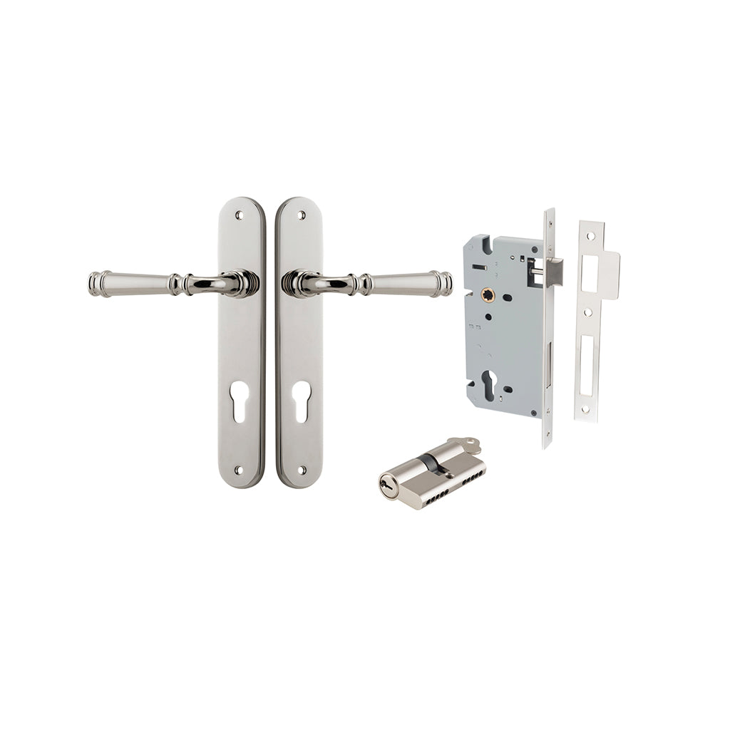 Verona Lever - Oval Backplate Polished Nickel / Entrance / Entrance Kit Dual Function (Key-Key)