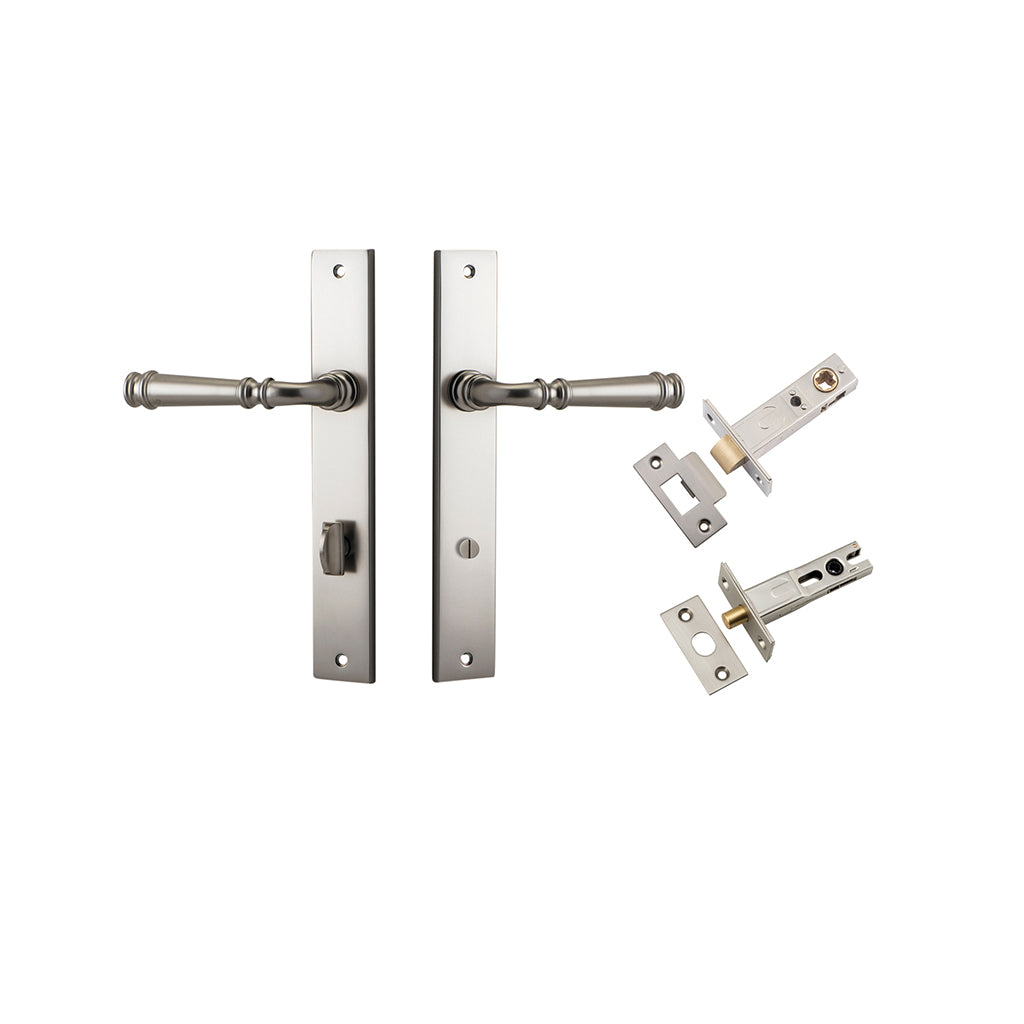 Verona Lever - Rectangular Backplate Satin Nickel / Privacy / Separate Privacy Kit