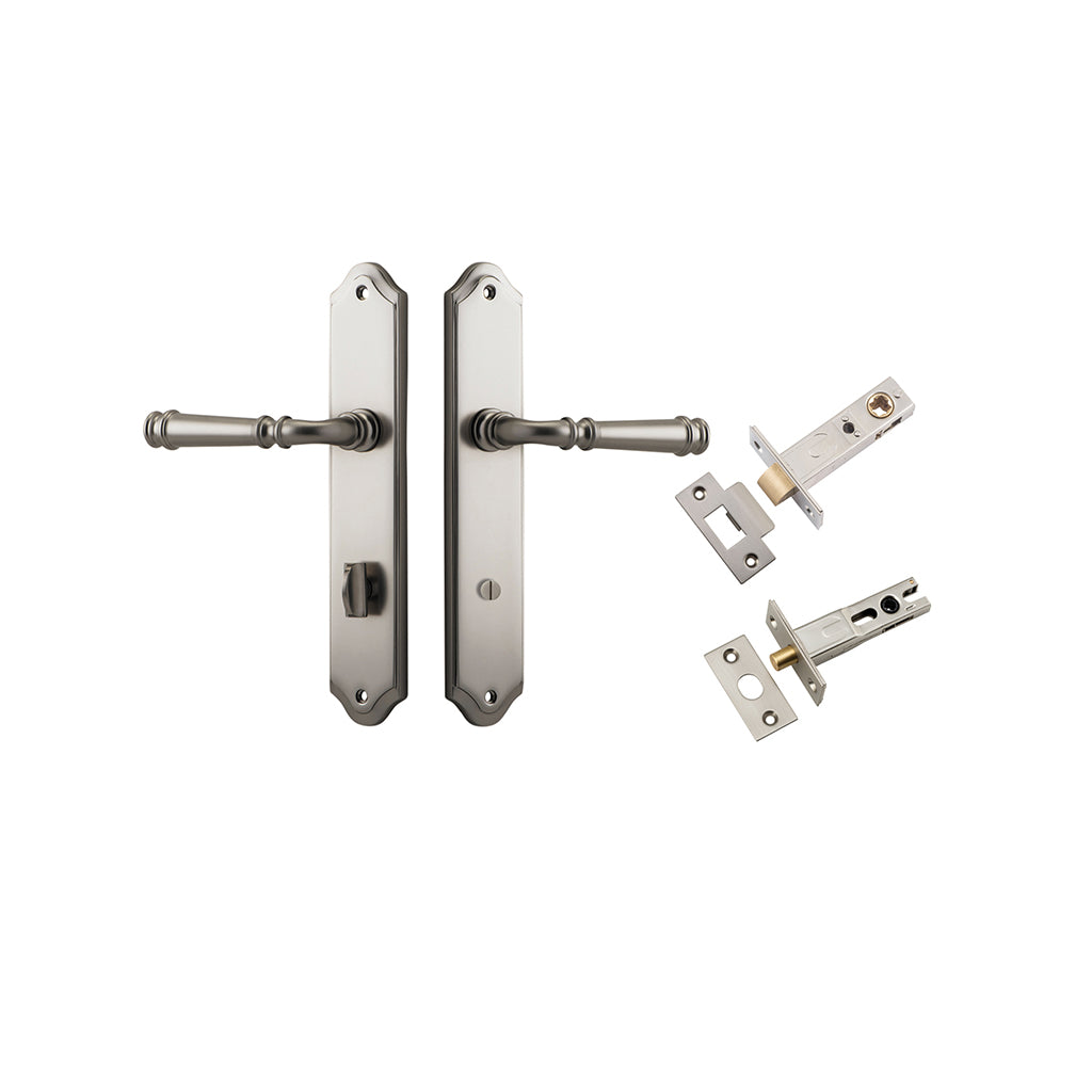 Verona Lever - Shouldered Backplate Satin Nickel / Privacy / Separate Privacy Kit
