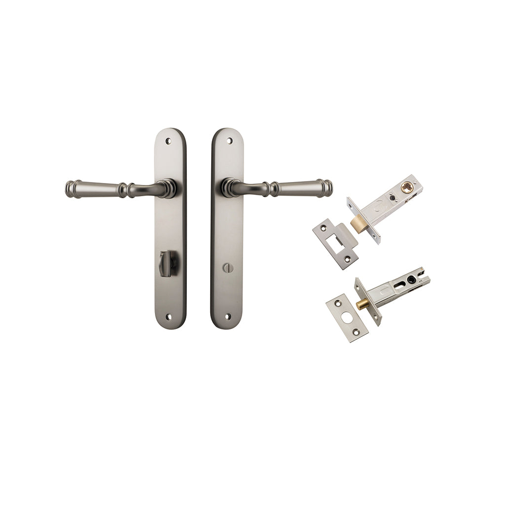Verona Lever - Oval Backplate Satin Nickel / Privacy / Separate Privacy Kit