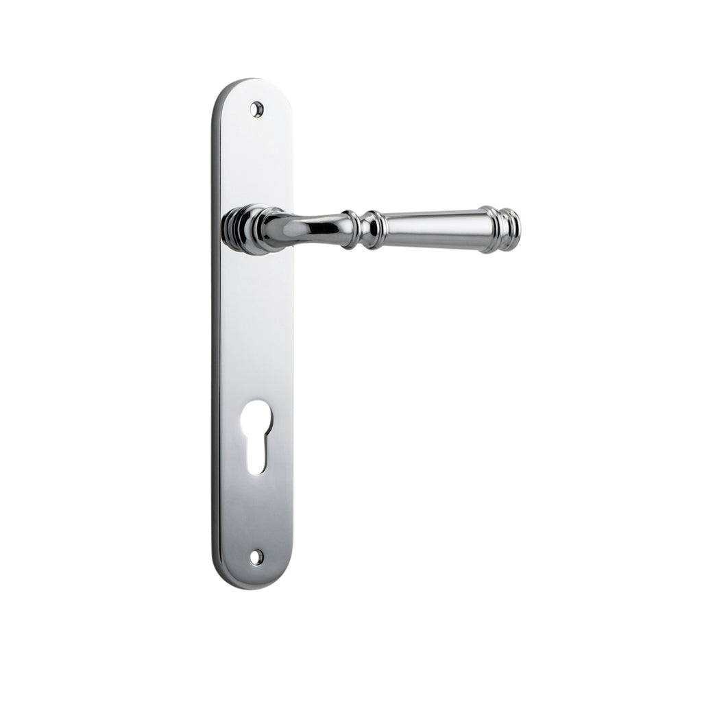 Verona Lever - Oval Backplate Polished Chrome / Entrance / Lever Set Only