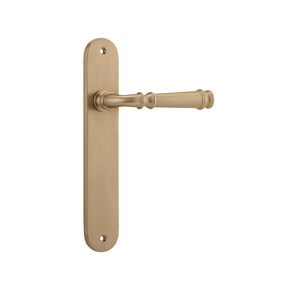 Verona Lever - Oval Backplate Brushed Brass / Passage / Lever Set Only