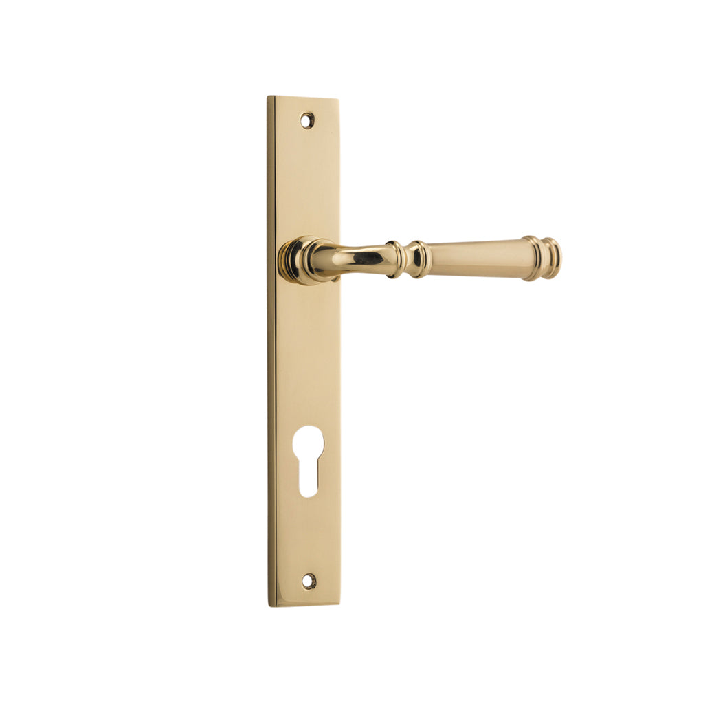 Verona Lever - Rectangular Backplate Polished Brass / Entrance / Lever Set Only