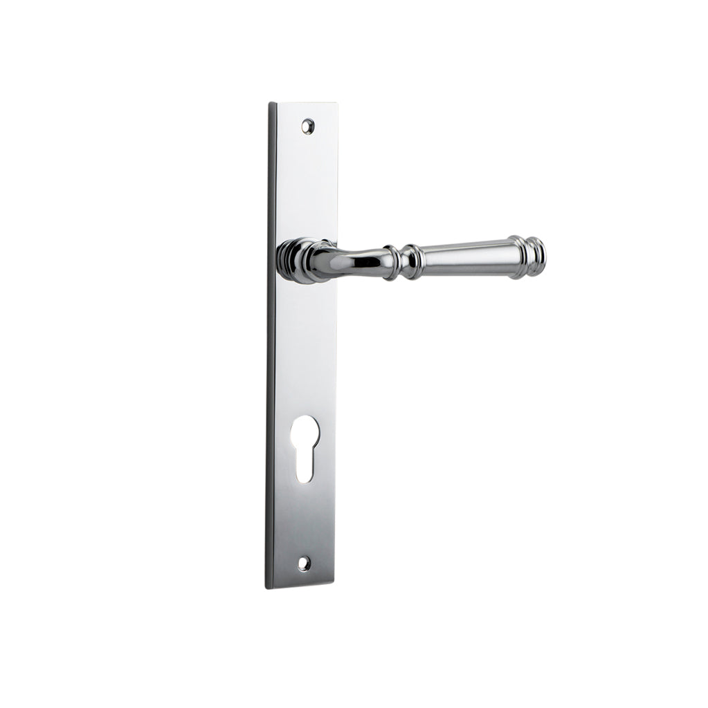 Verona Lever - Rectangular Backplate Polished Chrome / Entrance / Lever Set Only