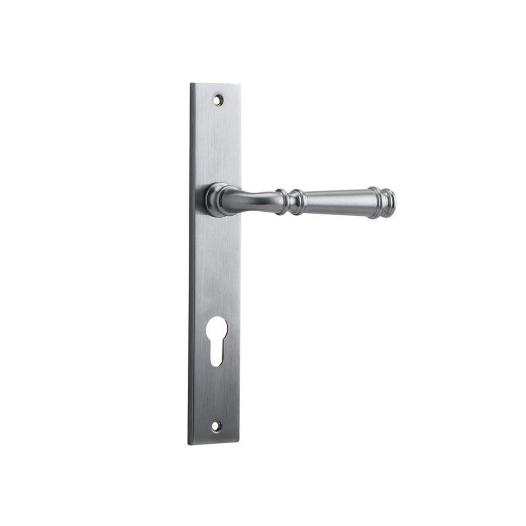 Verona Lever - Rectangular Backplate Brushed Chrome / Entrance / Lever Set Only