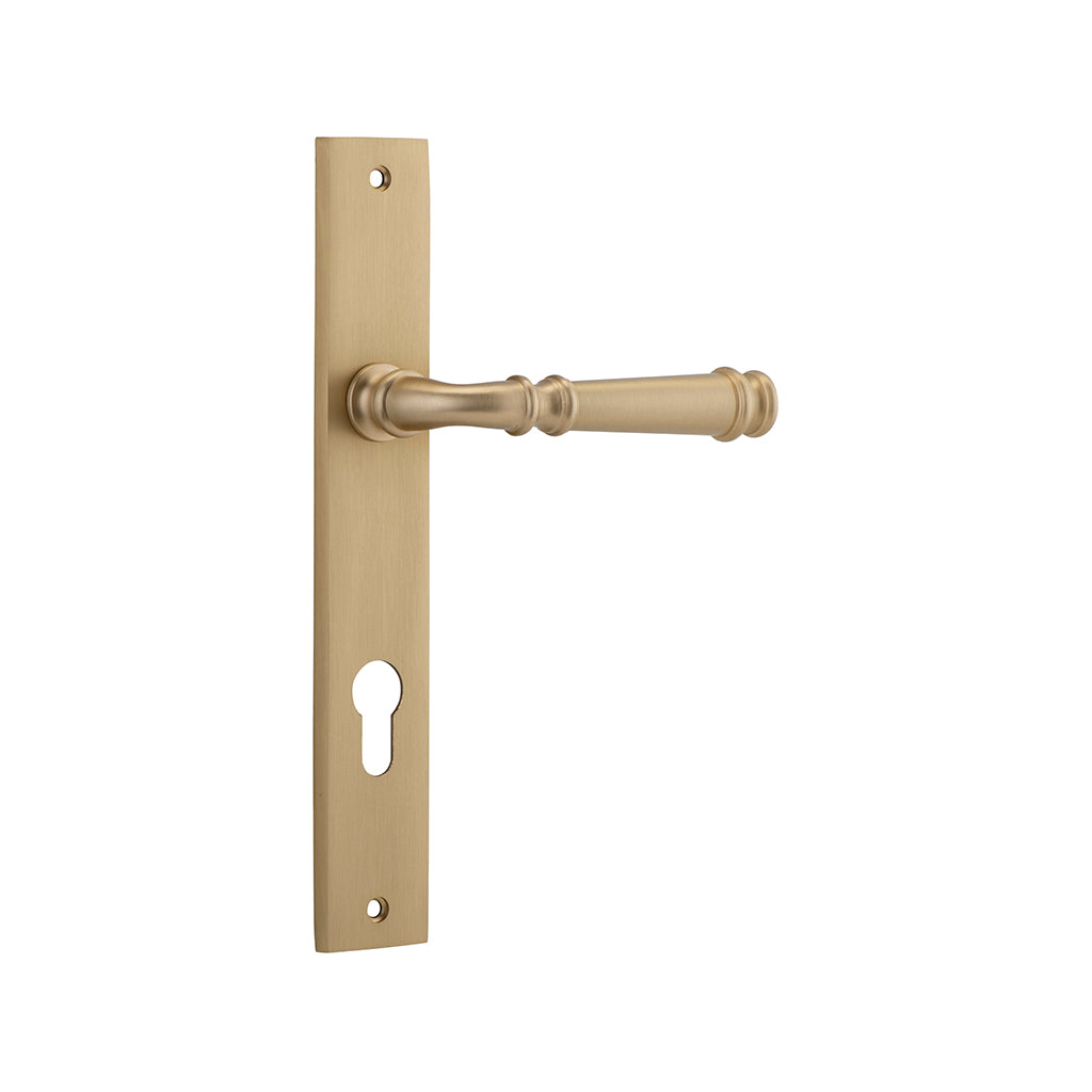 Verona Lever - Rectangular Backplate Brushed Brass / Entrance / Lever Set Only