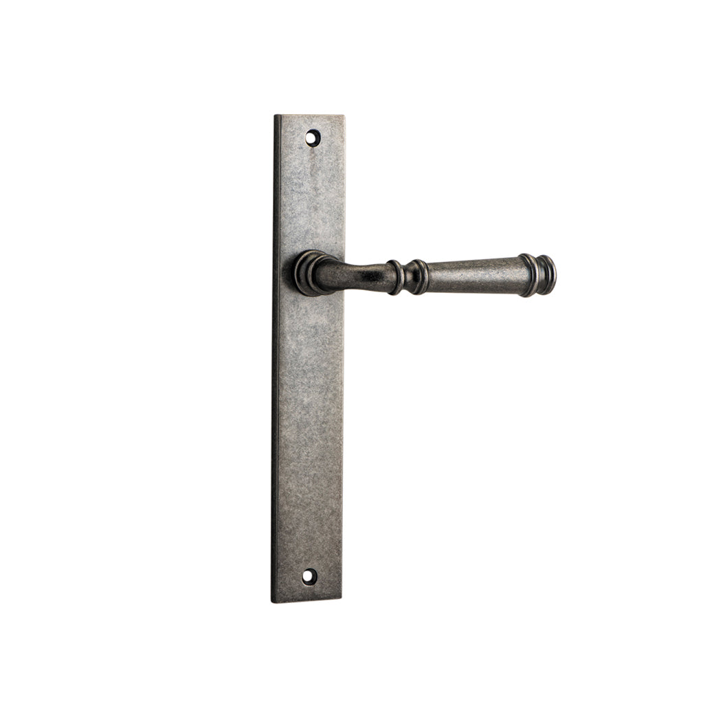 Verona Lever - Rectangular Backplate Distressed Nickel / Passage / Lever Set Only