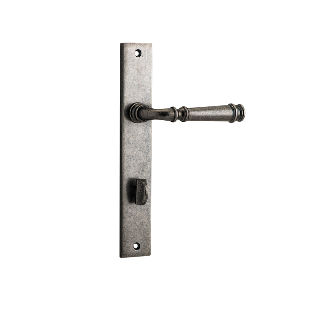 Verona Lever - Rectangular Backplate Distressed Nickel / Privacy / Lever Set Only
