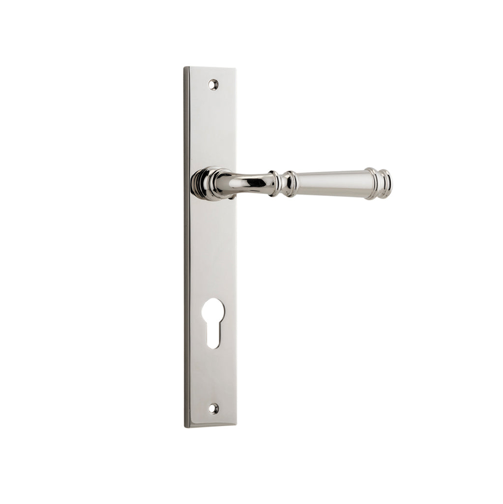 Verona Lever - Rectangular Backplate Polished Nickel / Entrance / Lever Set Only