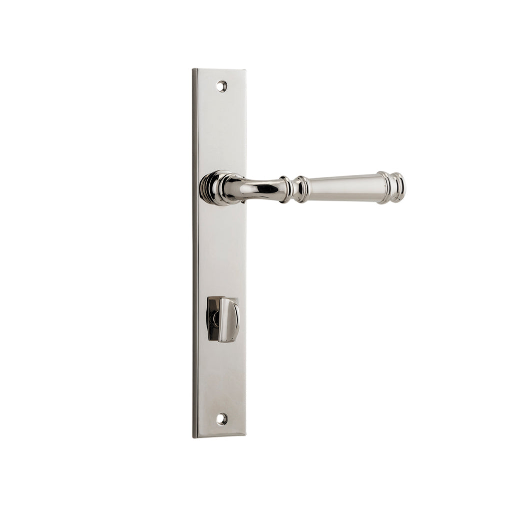 Verona Lever - Rectangular Backplate Polished Nickel / Privacy / Lever Set Only