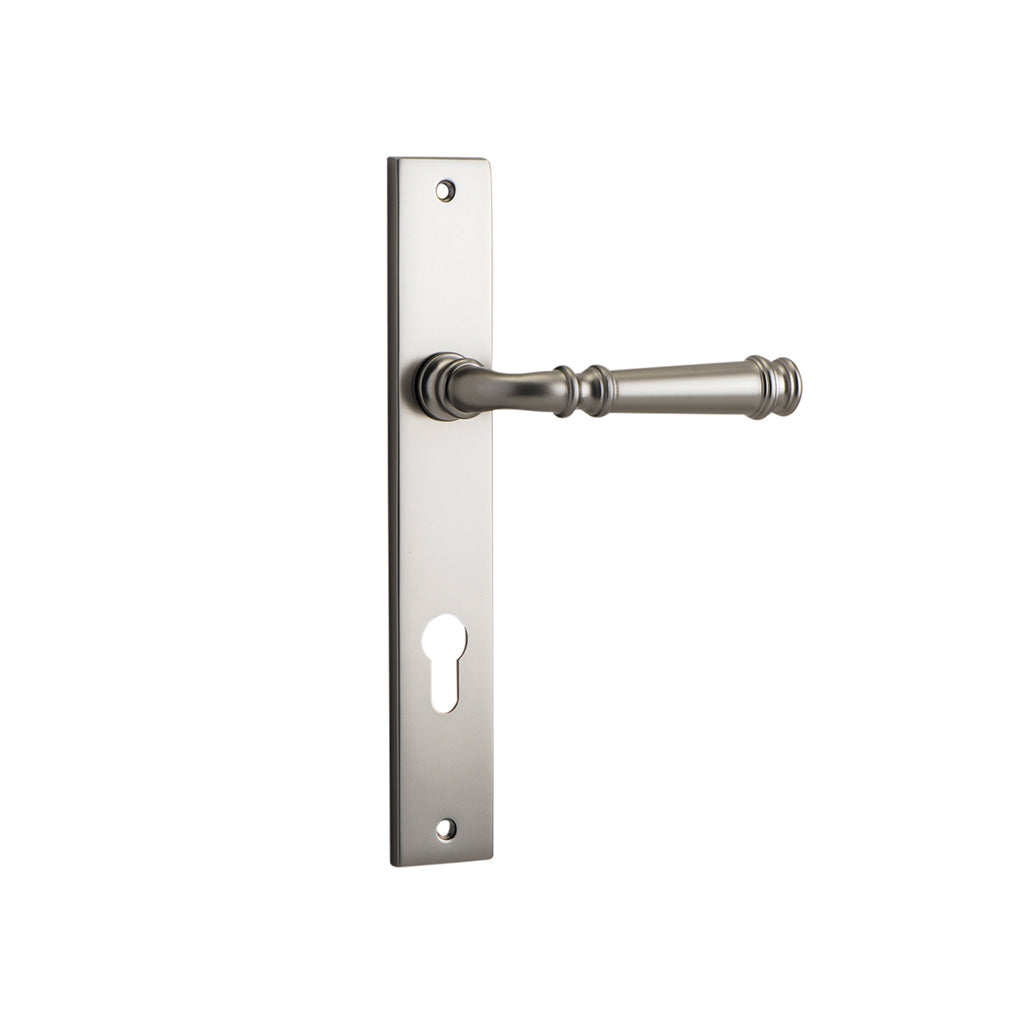 Verona Lever - Rectangular Backplate Satin Nickel / Entrance / Lever Set Only