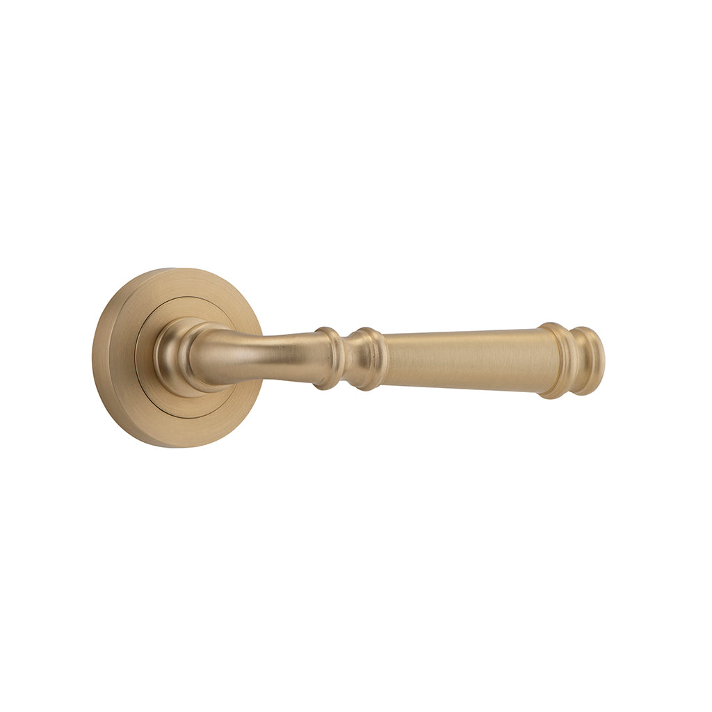 Verona Lever - Round Rose Brushed Brass / Passage / Lever Set Only